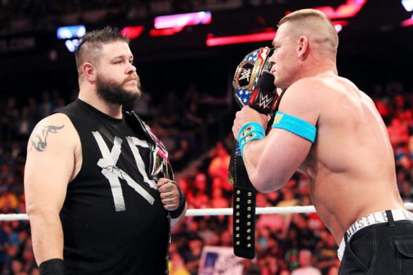 Kevin Owens (Campeón NXT) y John Cena (Campeón de Estados Unidos) cara a cara en WWE en 2015